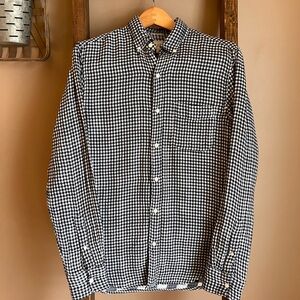 J. Crew Navy and White Gingham Button Down Shirt